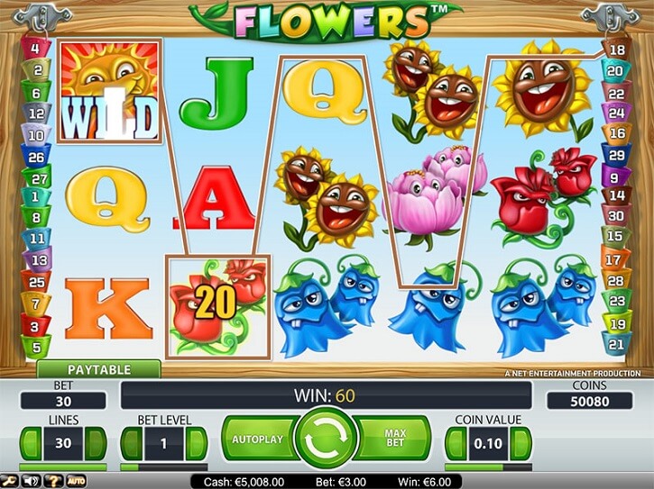 flowers slot screen