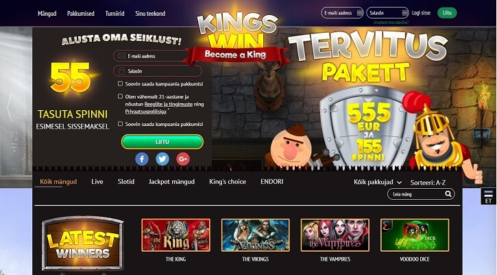 kingswin kasiino veebileht