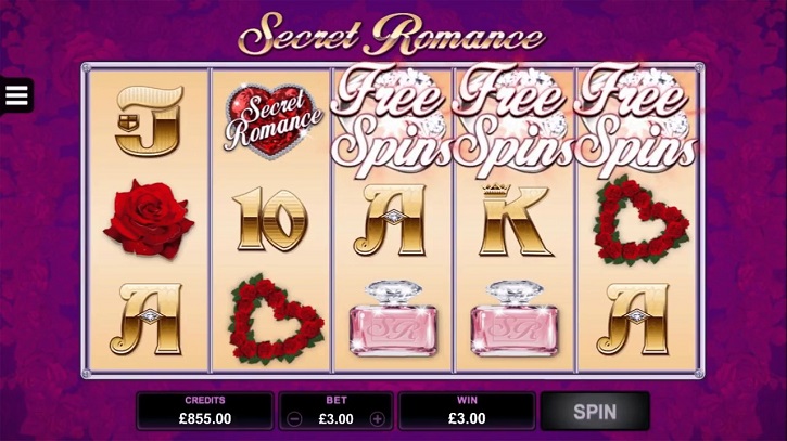 secret romance slot screen
