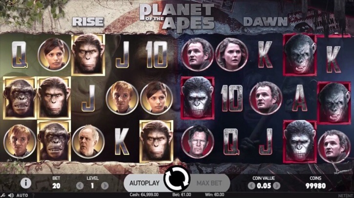 planet of the apes slot screen