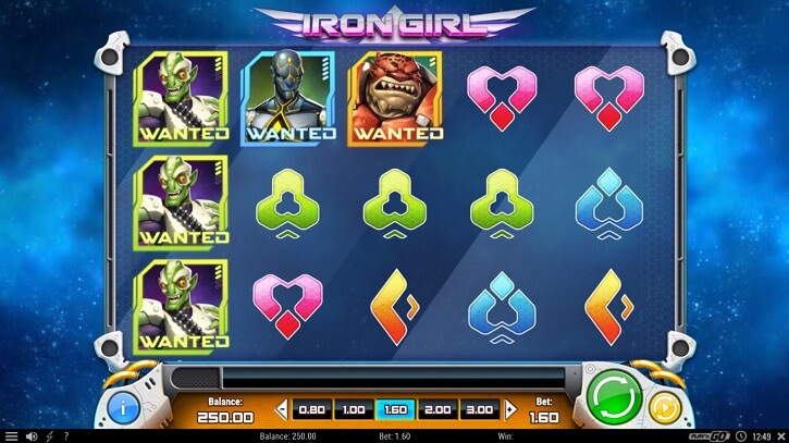 iron girl slot screen