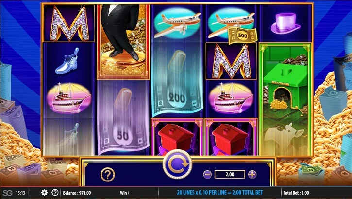 monopoly big money reel slot screen