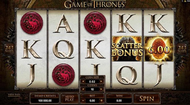 game of thrones slot screen