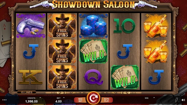 showdown saloon slot screen