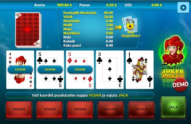 double joker poker slot screen