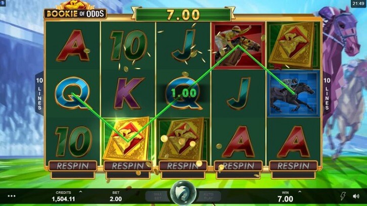 bookie of odds slot screen
