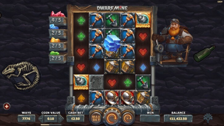 dwarf mine slot screen