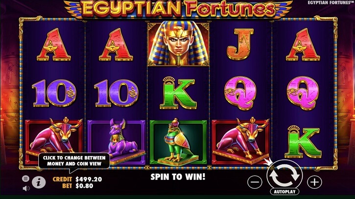 egyptian fortunes slot screen