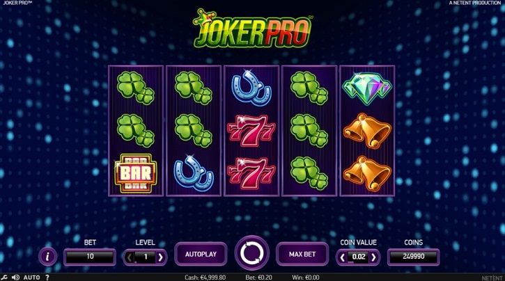joker pro slot screen