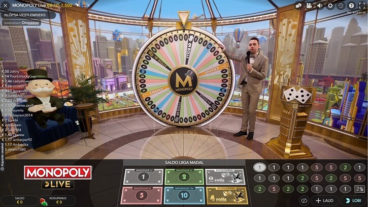 monopoly live screen