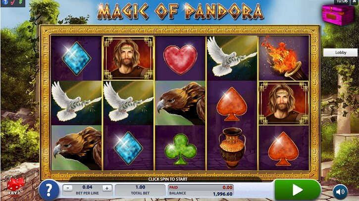 magic of pandora slot screen