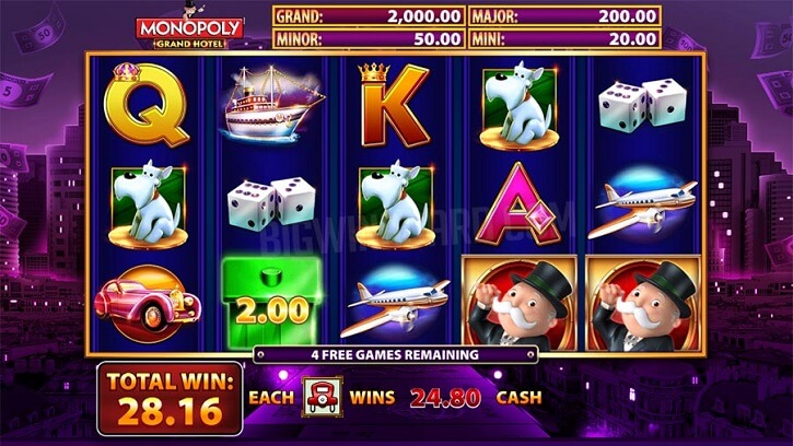 monopoly grand hotel slot screen