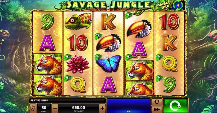 savage jungle slot screen