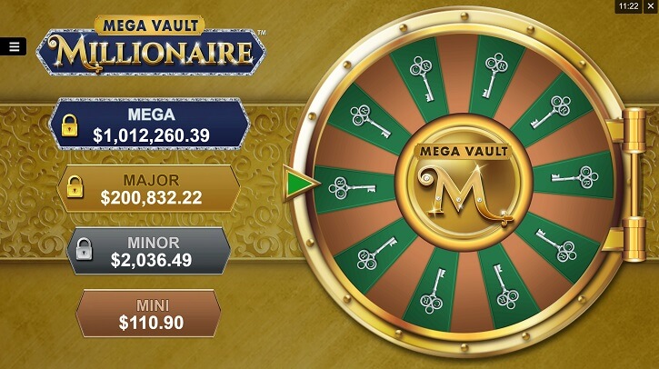 mega vault millionaire slot wheel