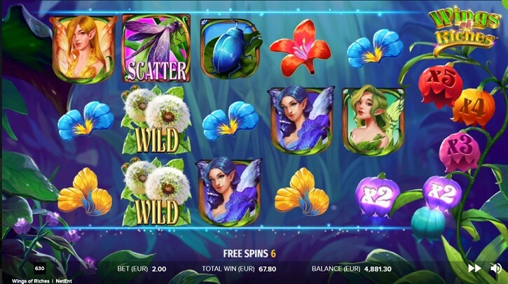 wings of riches slot screen