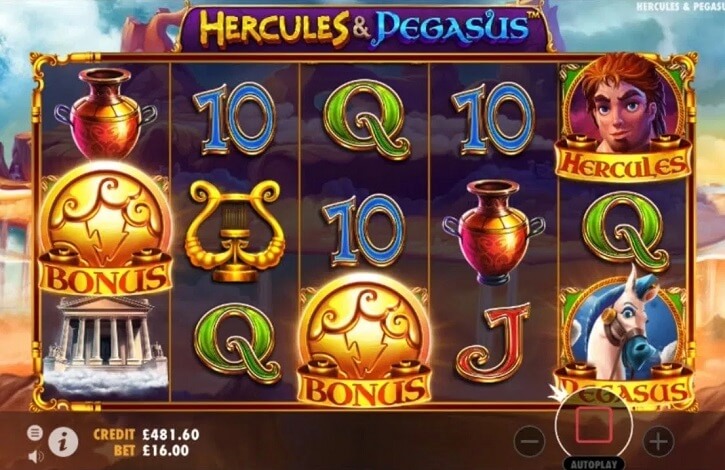 hercules and pegasus slot screen