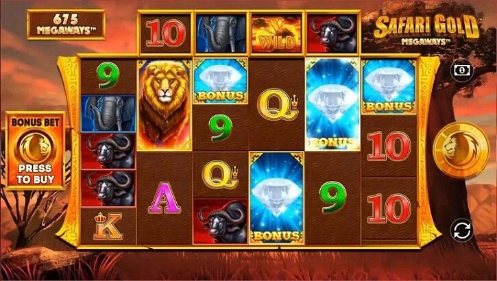safari gold megaways slot screen