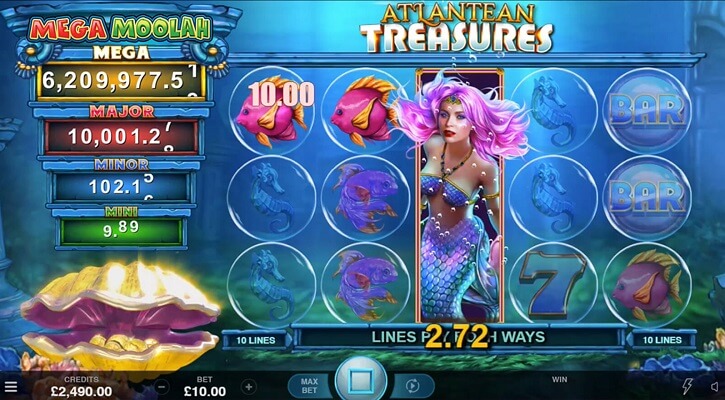 atlantean treasures mega moolah slot screen