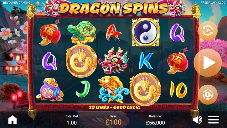 dragon spins slot screen