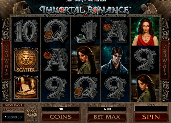 immortal romance slot screen