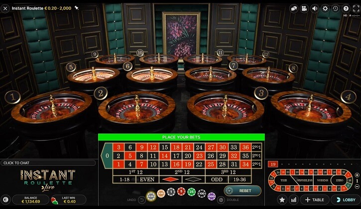 instant roulette tables