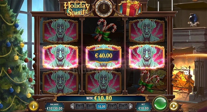 holiday spirits slot screen