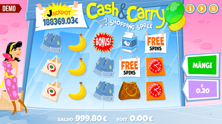 cash and carry shopping spree slot screen