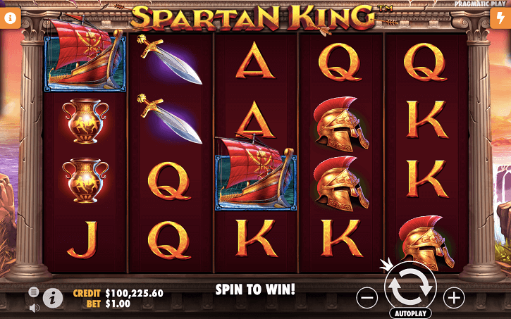 spartan king slot screen