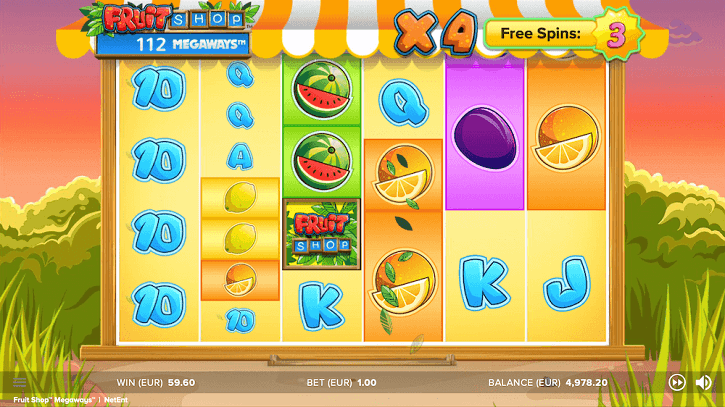 fruit shop megaways slot screen