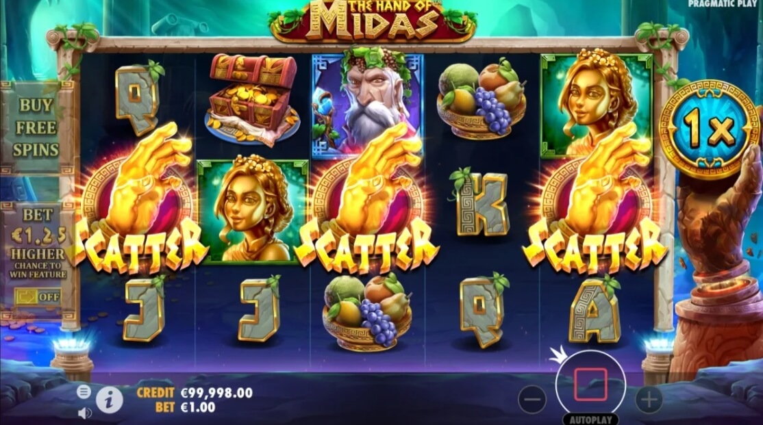 the hand of midas slot screen