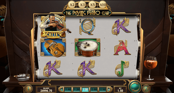 the paying piano club slot screen