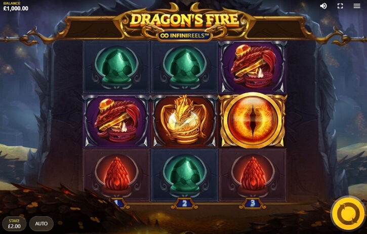 dragons fire infinireels slot screen