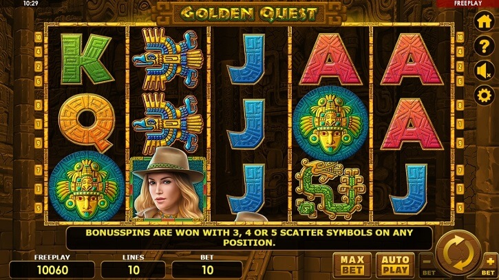 golden quest slot screen