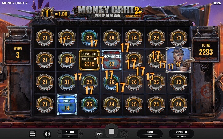 money cart 2 slot screen