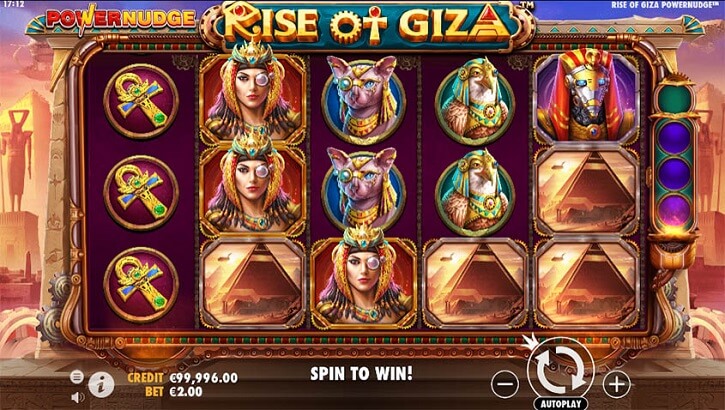 rise of giza powernudge slot screen