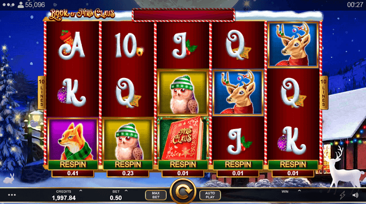 book of mrs claus slot screen