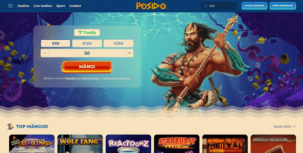 posido kasiino website screen