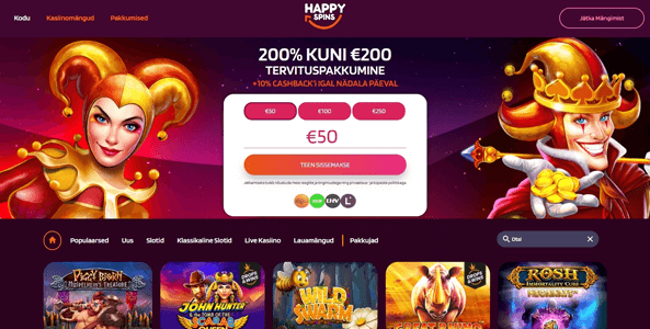 happyspins kasiino veebileht