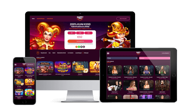 happyspins kasiino website screens